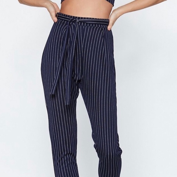 Nasty Gal Pants - Navy & White stripped pants from NASTY GAL